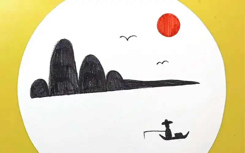 风景简笔画:简单几笔画意境风景画…