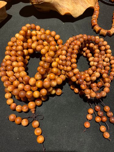 长白山琥珀木北沉香手串108粒佛珠明子手链念珠佛珠