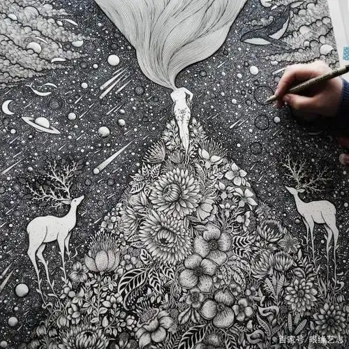 神级线描作品欣赏,他的画就是梦境再现
