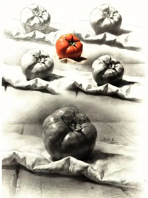 素描静物单个塑造临摹水果类