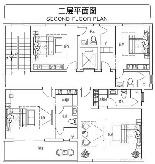 健身房,放映室,品酒室),一楼前面有规划一个院子入户花园,一楼户型