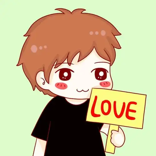 男用情侣头像:举着love(爱)牌子的男生头像