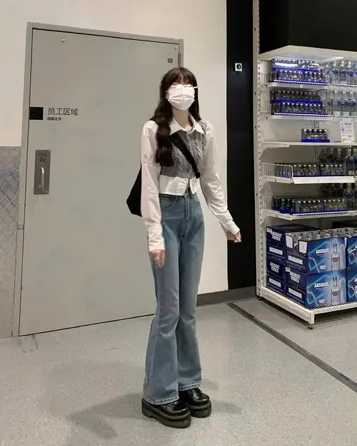 小个子绑带拖地牛仔裤女春秋季新款高腰显瘦设计感直筒阔腿裤裤子