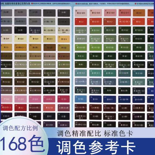 调色配方比例卡家具木器维修油漆涂料调色色粉丙烯色浆颜色配比表