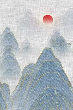 中华民族刺绣古风金边高山