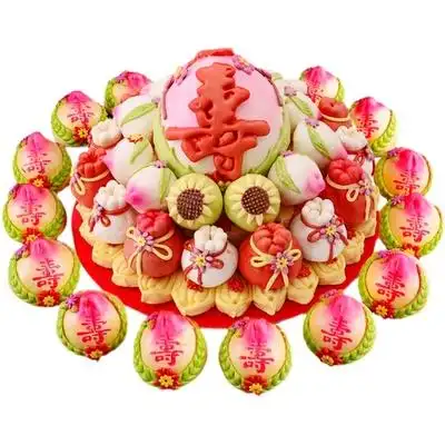 寿桃馒头老人生日大寿礼物过寿蛋糕胶东饽饽花馍寿包中式糕点 原价498