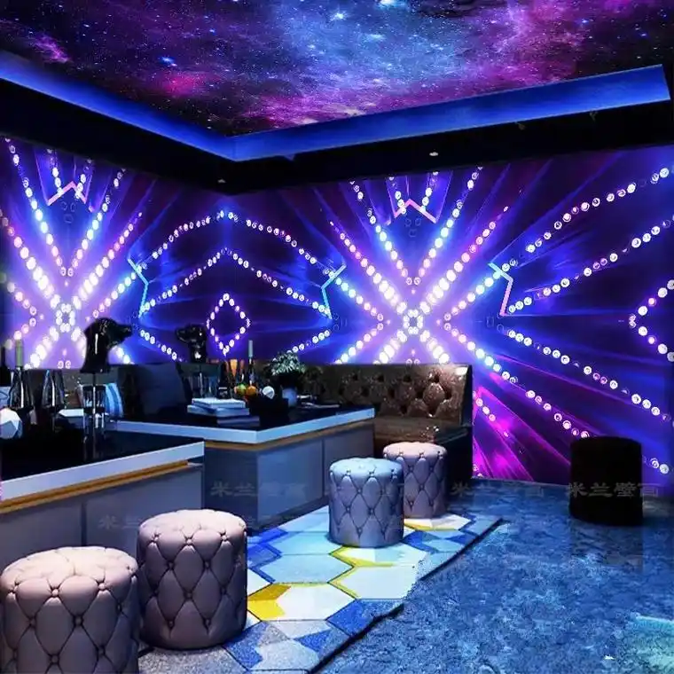 ktv包厢壁画歌厅背景墙纸3d立体装饰墙画网吧科技感壁纸酒吧 - 抖音
