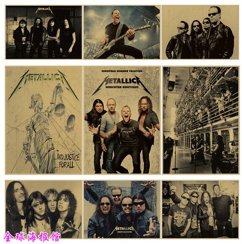 metallica 金属乐队摇滚乐队牛皮纸海报宿舍酒吧琴行装饰画挂画贴