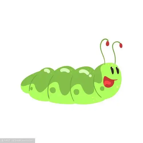 可爱的卡通有趣的绿色毛毛虫的人物