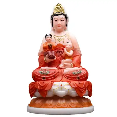 慈缘阁汉白玉送子观音摆件南海佛像法相端庄栩栩如生