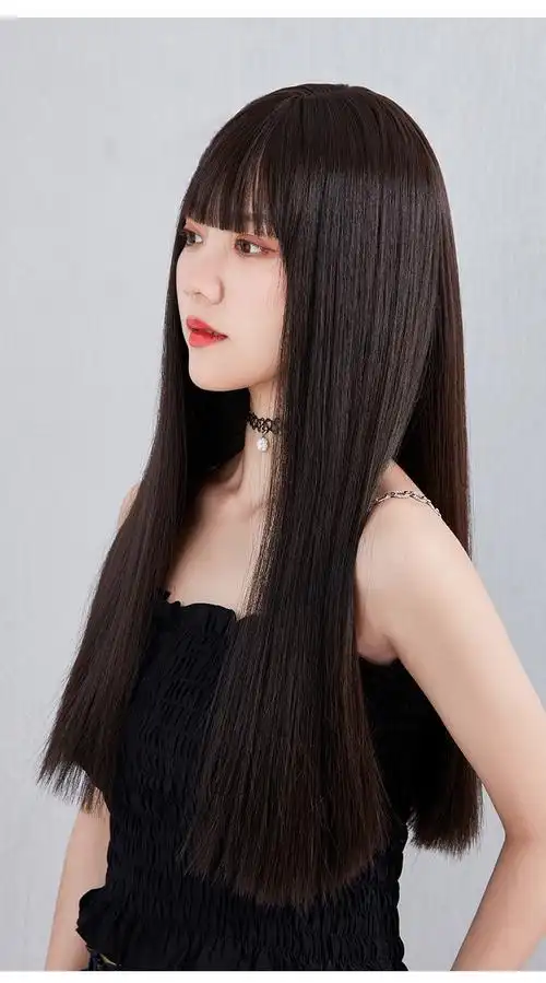 冷棕色,巧克力色,蜜茶亚麻棕化妆品特性甜美可爱假发发型长直发可平可