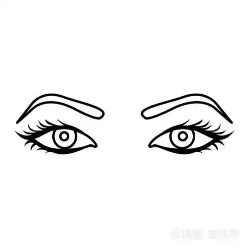 黑色剪影女人与眼睛打开图标