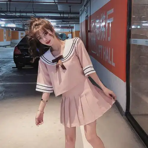 夏季日系校服jk水手服女学生韩版制服海军风短款小清新女短裙套装