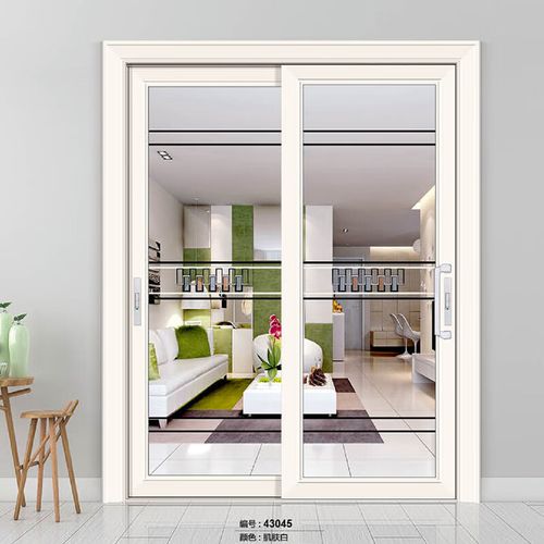 隔断门移门地轨三联动钛镁合金定做双层钢化玻璃门干湿分离香槟色白色