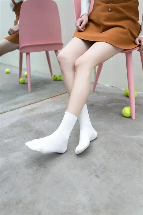 女士堆堆袜双针抽条女中筒袜子纯色棉袜小清新女袜厂家批发定做