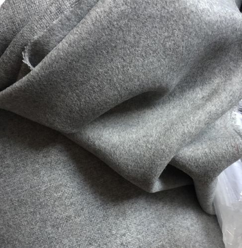 单面羊绒布料全毛单面羊绒面料单面呢羊绒大衣裤料纯 浅烟灰色-半米价