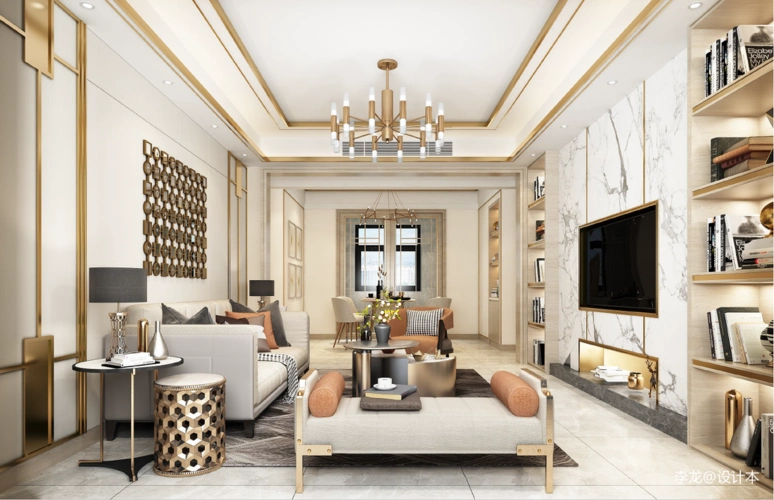 新疆乌鲁木齐装修设计现代简约轻奢样板间客厅现代简约客厅设计图片