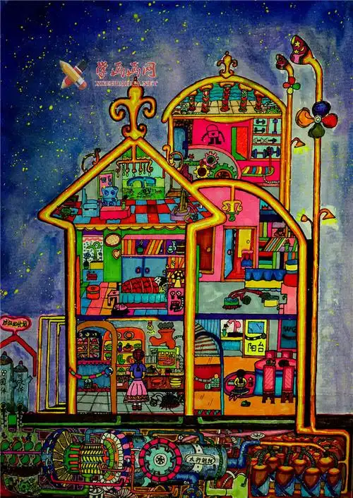 儿童科幻画《智能家居》(1)