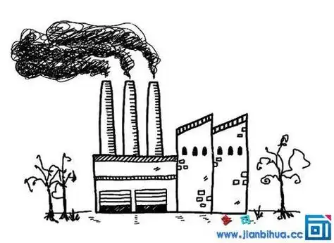 冒烟的工厂简笔画彩色