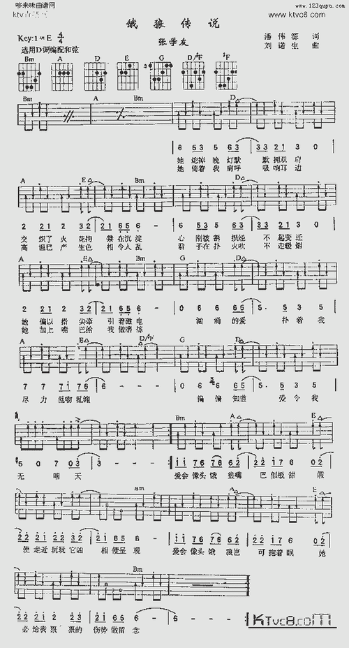 饿狼传说(张学友)_吉他曲谱_哆来咪123曲谱网