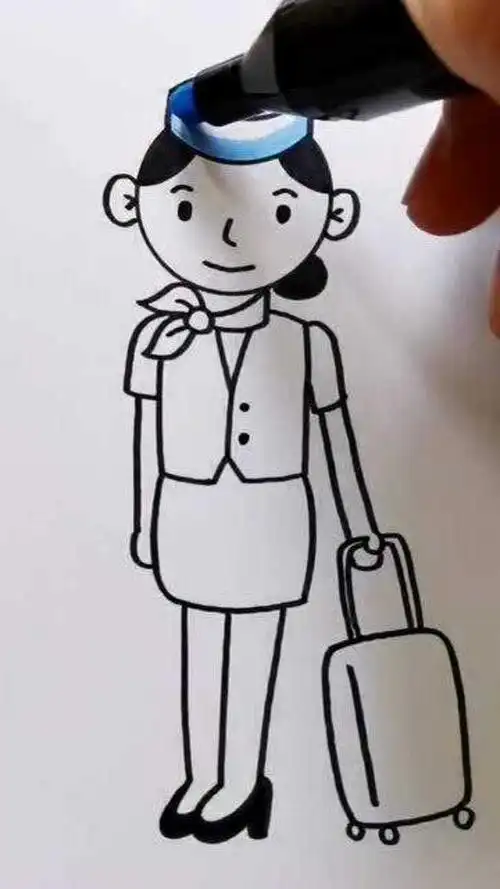 李点点简笔画,空姐简笔画教程