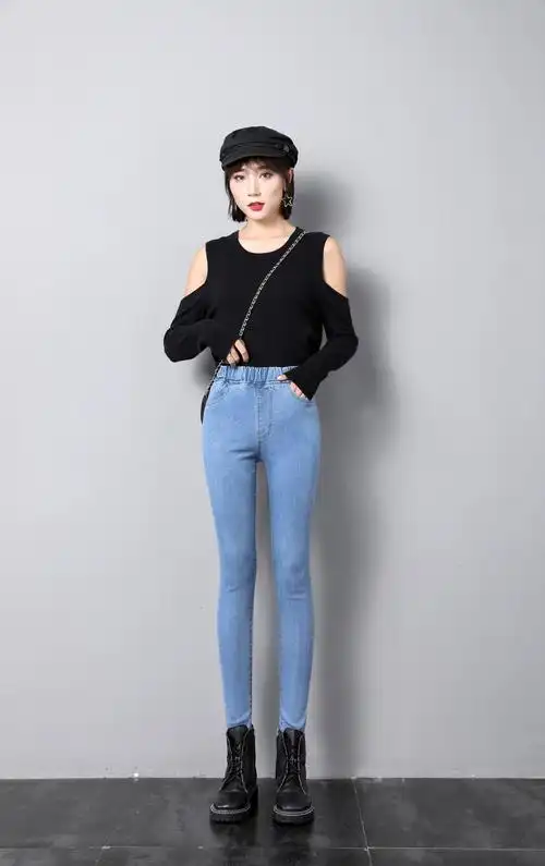 8808#实拍#牛仔裤子女时尚2020年新款紧身显瘦弹力修身秋冬小脚裤