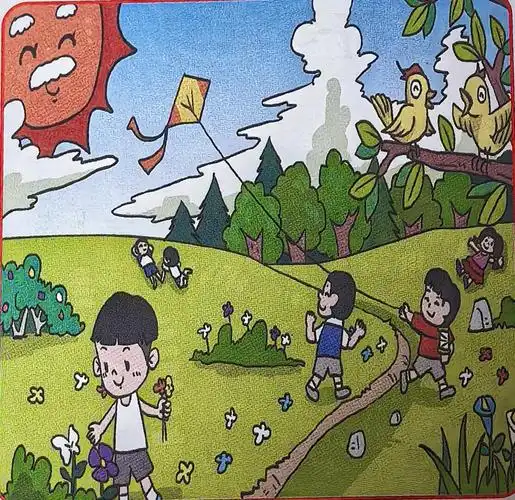 一二年级看图写话《青青的草地上》