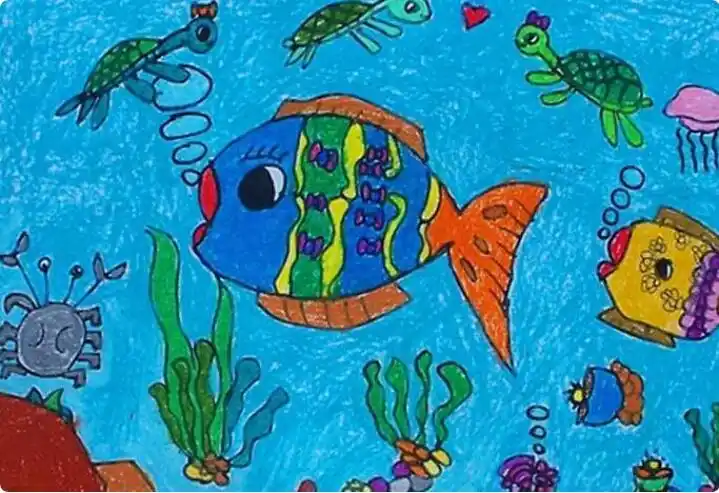 首页 教育 儿童才艺 简笔画卡通海底世界儿童画红色的小鱼身上还长着