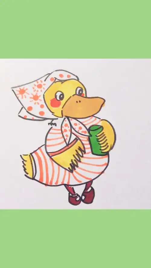 有爱的鸭妈妈简笔画来咯,猜猜它手里拿着的是什么呀080897