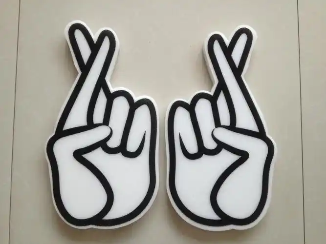 食指与中指交叉形状海绵手掌,可定制log