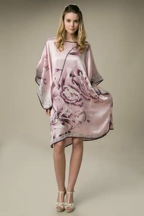 2019新款真丝睡裙 丝绸睡衣 女夏季居家服饰厂家生产