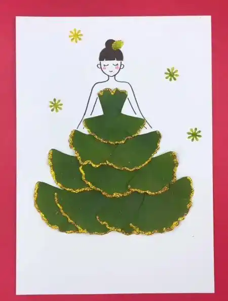 一起用银杏叶,做漂亮的小公主贴画吧!亲子手工 创意美术-度小视