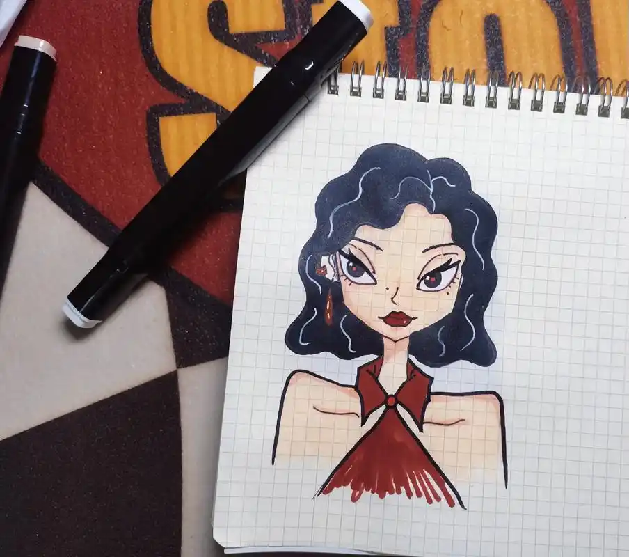 人物简笔画##马克笔 #画画过程 #美式复古 #美漫画风 - 抖音