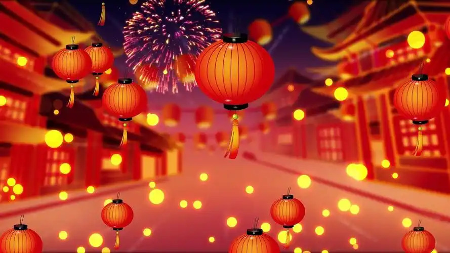 4k中国风喜庆灯笼飞舞上升背景素材过年好背景