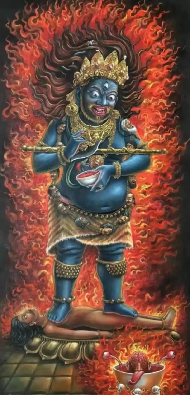 二臂玛哈嘎拉是普贤王如来和金刚持佛的忿怒化身相,又称二臂大黑 - 抖