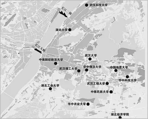 武汉主要大学分布图