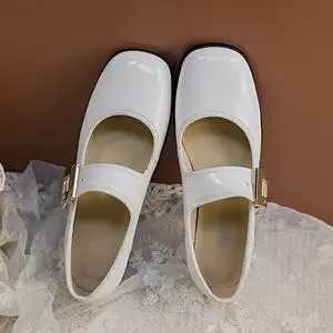 sumirror2022年新款春季白色玛丽珍女鞋日系英伦风小皮鞋粗跟单鞋