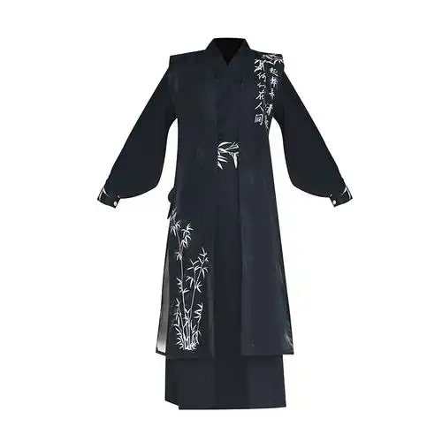 新款秋季黑色竹影中国风仙气公子武侠剑客套装男生汉服马面裙套装