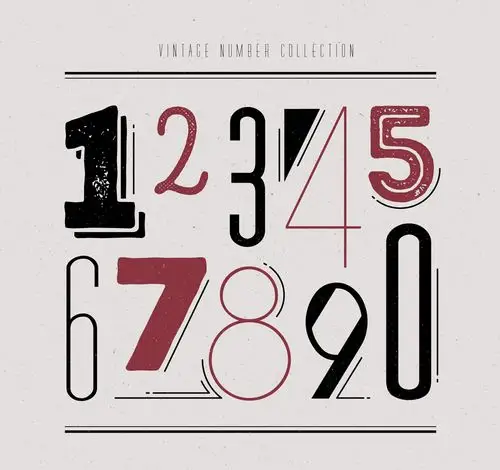 10款复古做旧数字矢量素材_矢量字体_懒人图库
