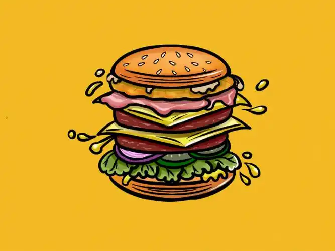 汉堡图案设计有线稿