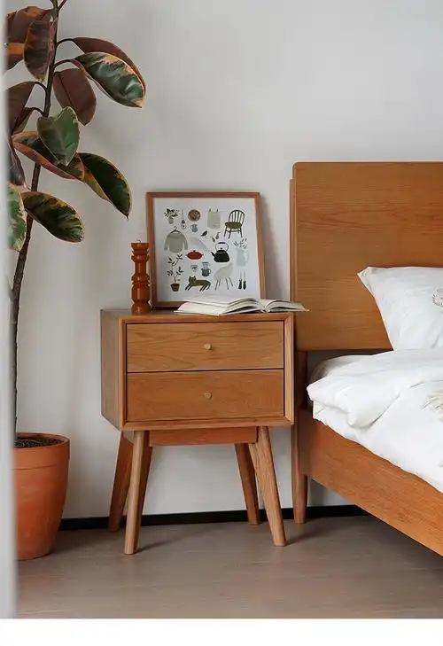 床头柜木泡沫小敏北欧日式原木卧室家具现代简约橡木收纳储物柜樱桃木