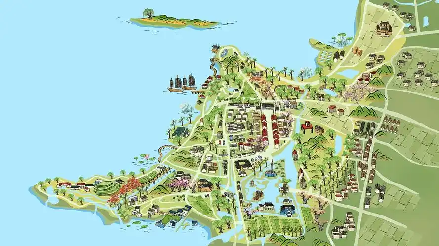 商业项目云上苏绣小镇手绘地图