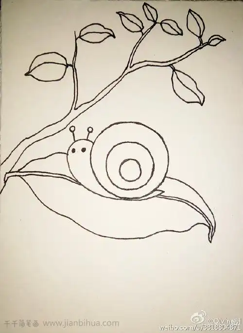 萌萌的小蜗牛简笔画