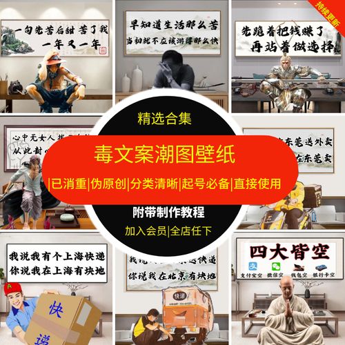 抖音毒文案潮图壁纸教程短视频教学高清素材表情包毒案无水印合集