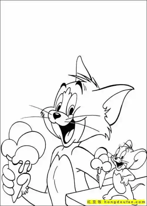 11张童年动画片猫和老鼠卡通儿童涂色图片免费下载-红豆饭小学生简笔