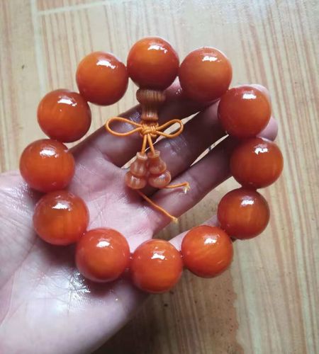 东北沉香红松木明子手串108颗女 琥珀木手串男佛珠20明丁全透满油 满