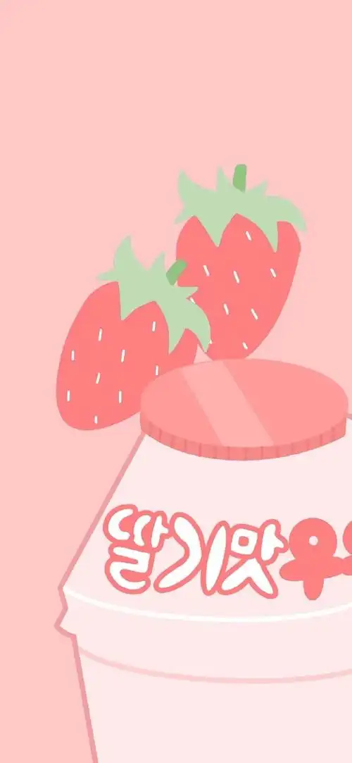 锁屏壁纸#卡通草莓少女心插画壁纸,感觉很甜的哦!