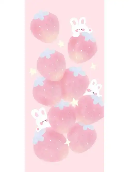 粉色草莓壁纸可拿