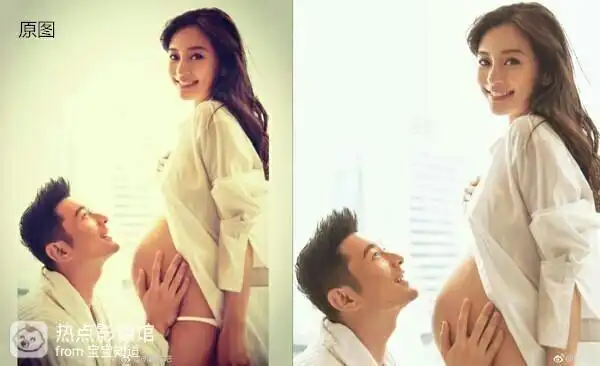 【今日热点】黄晓明微博晒的baby杨颖大肚照是裁过的 原图很有看点哦