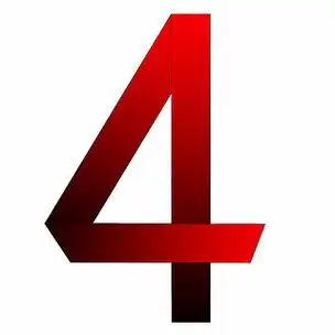 大尺寸的红色黑暗数字四隔离在白色背景上.